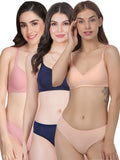 Padded Bra Panty Set (Pack Of 3)