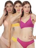 Padded Bra Panty Set (Pack Of 3)