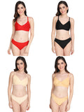 Padded Bra Panty Set (Pack Of 4)
