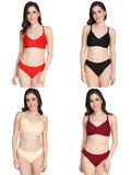 Padded Bra Panty Set (Pack Of 4)