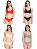 Padded Bra Panty Set (Pack Of 4)
