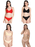 Padded Bra Panty Set (Pack Of 4)