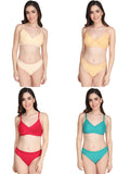 Padded Bra Panty Set (Pack Of 4)