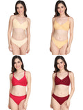 Padded Bra Panty Set (Pack Of 4)