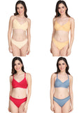 Padded Bra Panty Set (Pack Of 4)