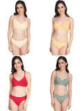 Non Padded Bra Panty Set (Pack Of 4)