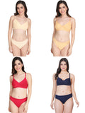 Padded Bra Panty Set (Pack Of 4)