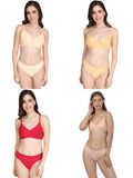 Padded Bra Panty Set (Pack Of 4)