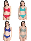 Non Padded Bra Panty Set (Pack Of 4)