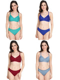 Padded Bra Panty Set (Pack Of 4)