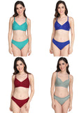 Non Padded Bra Panty Set (Pack Of 4)