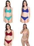 Padded Bra Panty Set (Pack Of 4)