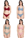 Non Padded Bra Panty Set (Pack Of 4)