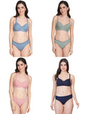 Non Padded Bra Panty Set (Pack Of 4)