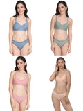 Padded Bra Panty Set (Pack Of 4)