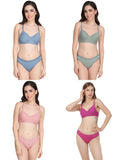 Padded Bra Panty Set (Pack Of 4)