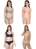 Padded Bra Panty Set (Pack Of 4)
