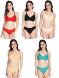 Non Padded Bra Panty Set (Pack Of 5)