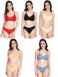 Non Padded Bra Panty Set (Pack Of 5)