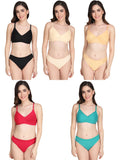 Non Padded Bra Panty Set (Pack Of 5)