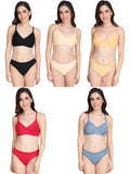 Non Padded Bra Panty Set (Pack Of 5)