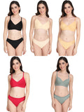 Non Padded Bra Panty Set (Pack Of 5)