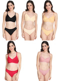 Non Padded Bra Panty Set (Pack Of 5)