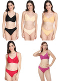 Non Padded Bra Panty Set (Pack Of 5)