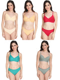 Non Padded Bra Panty Set (Pack Of 5)