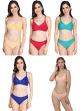 Non Padded Bra Panty Set (Pack Of 5)