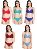 Non Padded Bra Panty Set (Pack Of 5)
