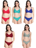 Non Padded Bra Panty Set (Pack Of 5)