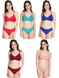 Non Padded Bra Panty Set (Pack Of 5)