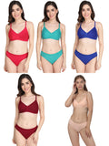 Non Padded Bra Panty Set (Pack Of 5)