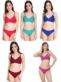 Non Padded Bra Panty Set (Pack Of 5)
