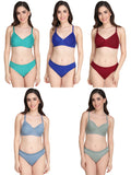 Non Padded Bra Panty Set (Pack Of 5)