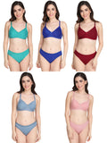 Non Padded Bra Panty Set (Pack Of 5)