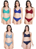 Non Padded Bra Panty Set (Pack Of 5)