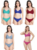 Non Padded Bra Panty Set (Pack Of 5)