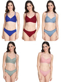 Non Padded Bra Panty Set (Pack Of 5)