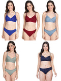 Non Padded Bra Panty Set (Pack Of 5)