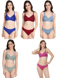 Non Padded Bra Panty Set (Pack Of 5)