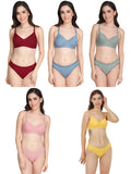 Non Padded Bra Panty Set (Pack Of 5)