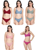 Non Padded Bra Panty Set (Pack Of 5)