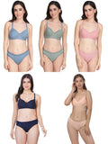 Non Padded Bra Panty Set (Pack Of 5)