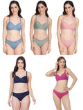 Non Padded Bra Panty Set (Pack Of 5)