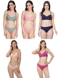 Non Padded Bra Panty Set (Pack Of 5)