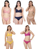 Non Padded Bra Panty Set (Pack Of 5)
