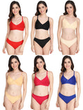 Non Padded Bra Panty Set (Pack Of 6)