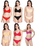 Non Padded Bra Panty Set (Pack Of 6)